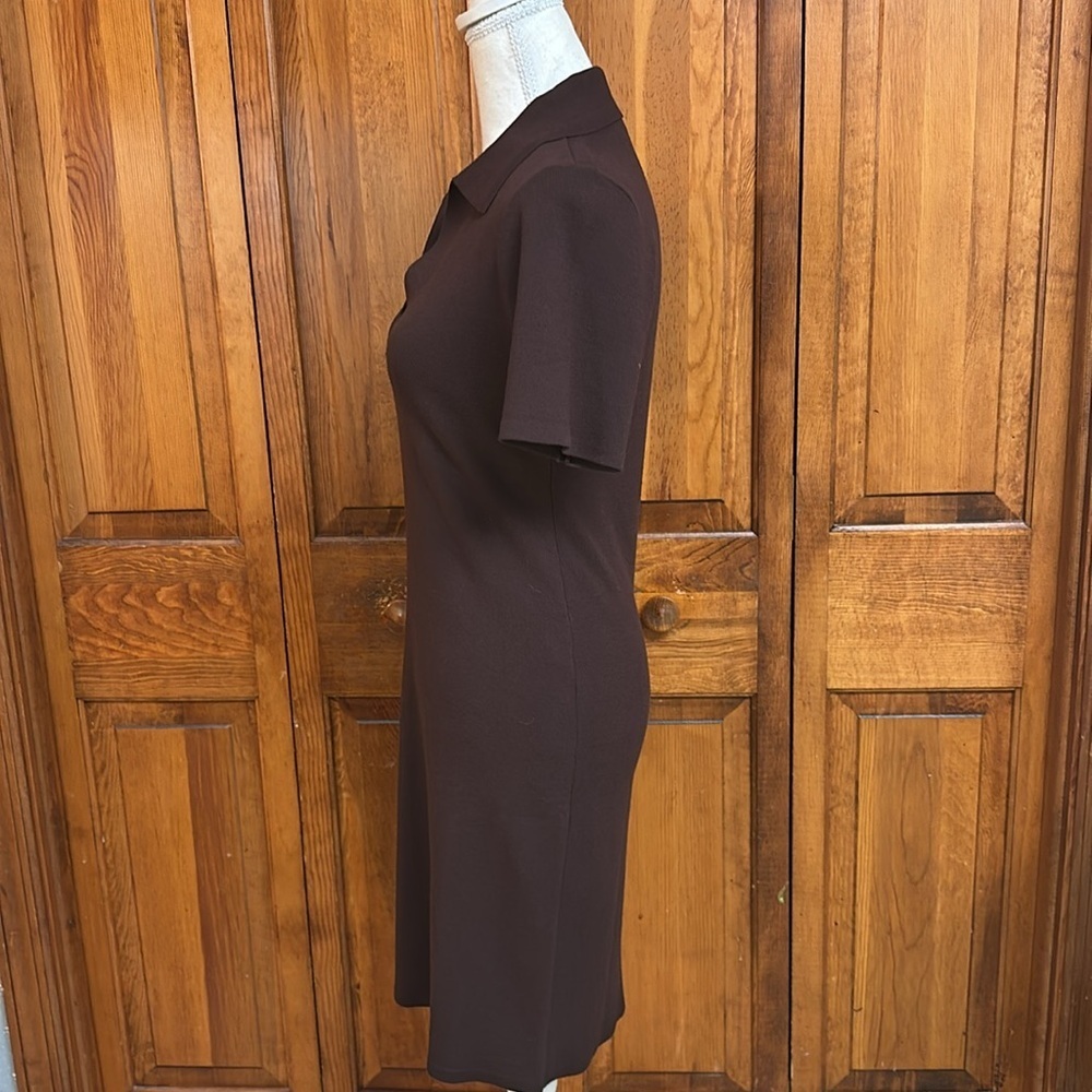 LOFT Brown Petite Collared Split Neck Polo Collar Bodycon Dress XSP EUC - Picture 6 of 10
